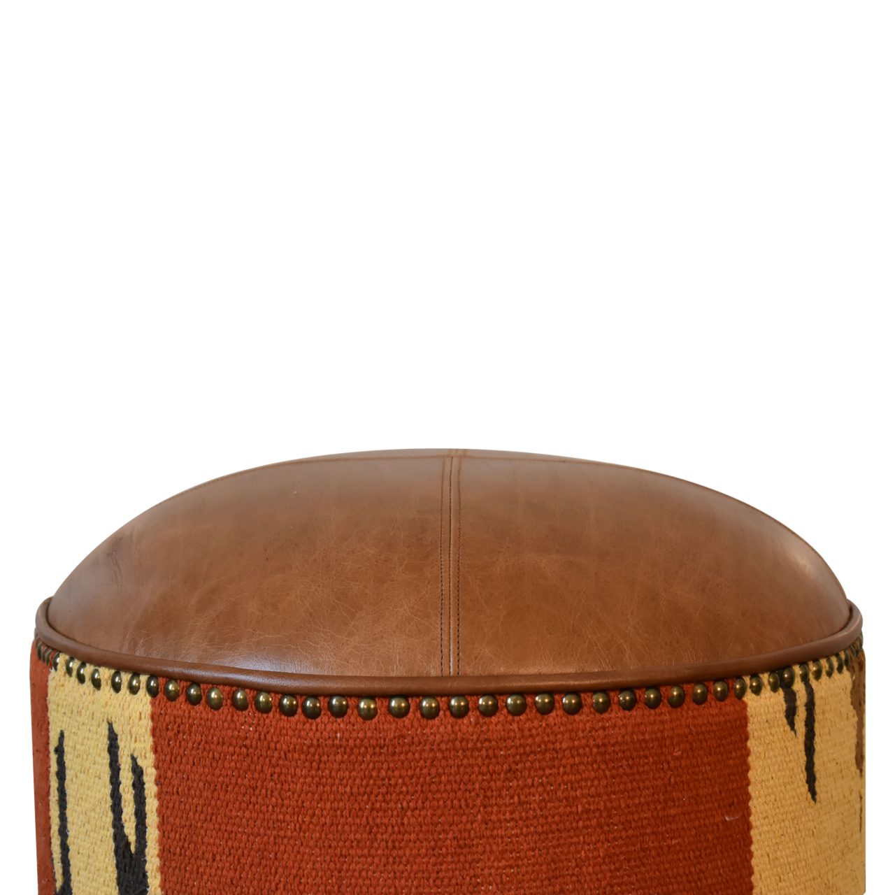 Durrie & Leather Mixed Footstool Animal Print - CasaFenix