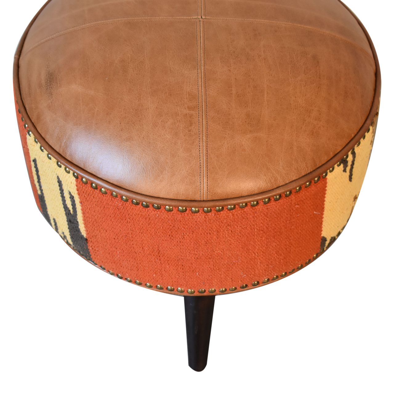 Durrie & Leather Mixed Footstool Animal Print - CasaFenix