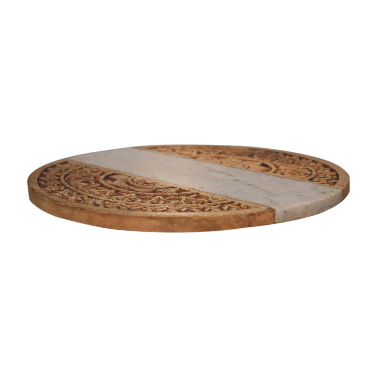 Round Marble and Carved Wood Chopping Board - CasaFenix