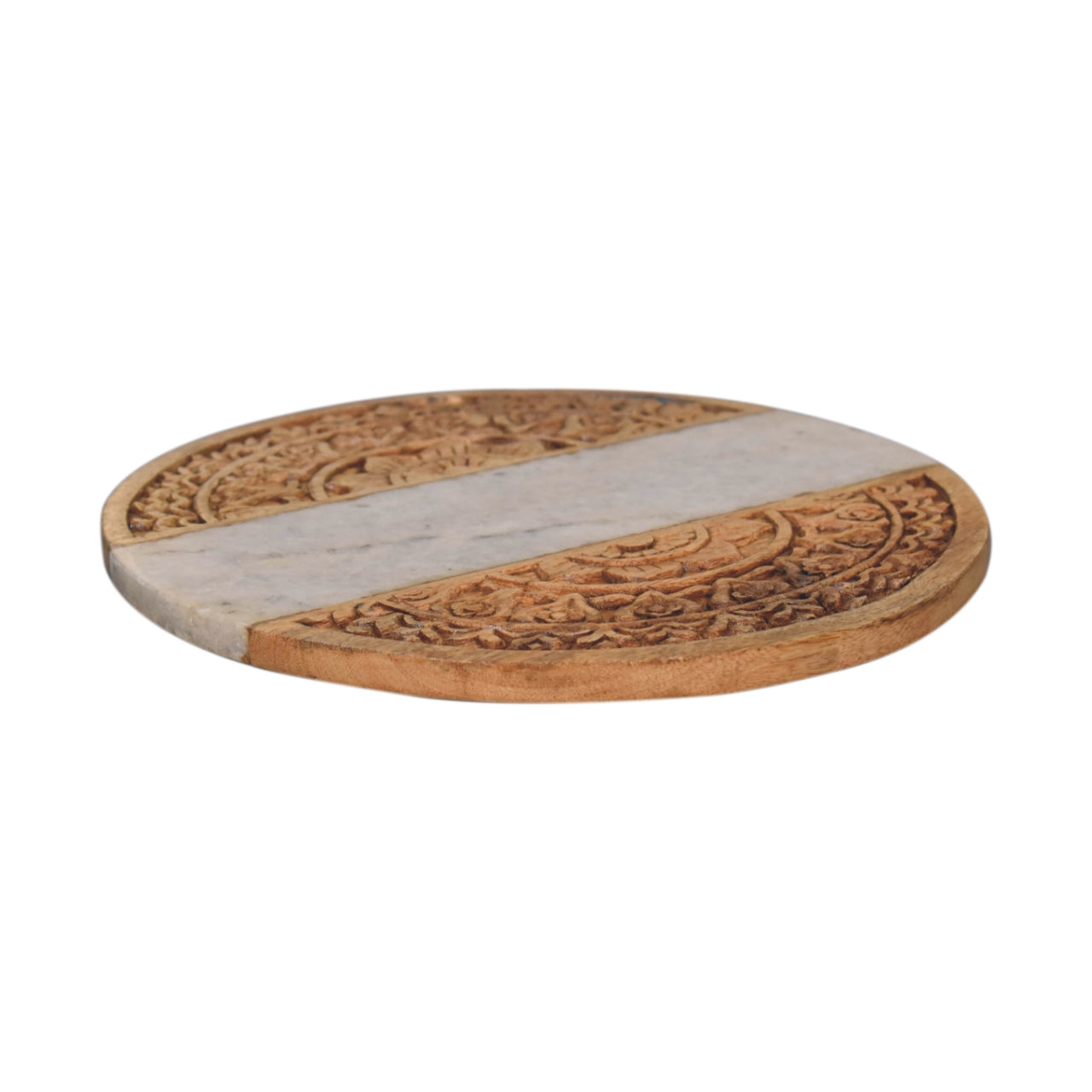 Round Marble and Carved Wood Chopping Board - CasaFenix