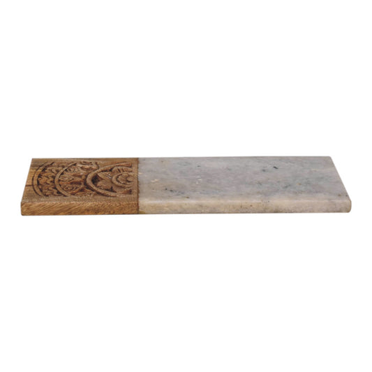 Rectangle Marble and Carved Wood Chopping Board - CasaFenix