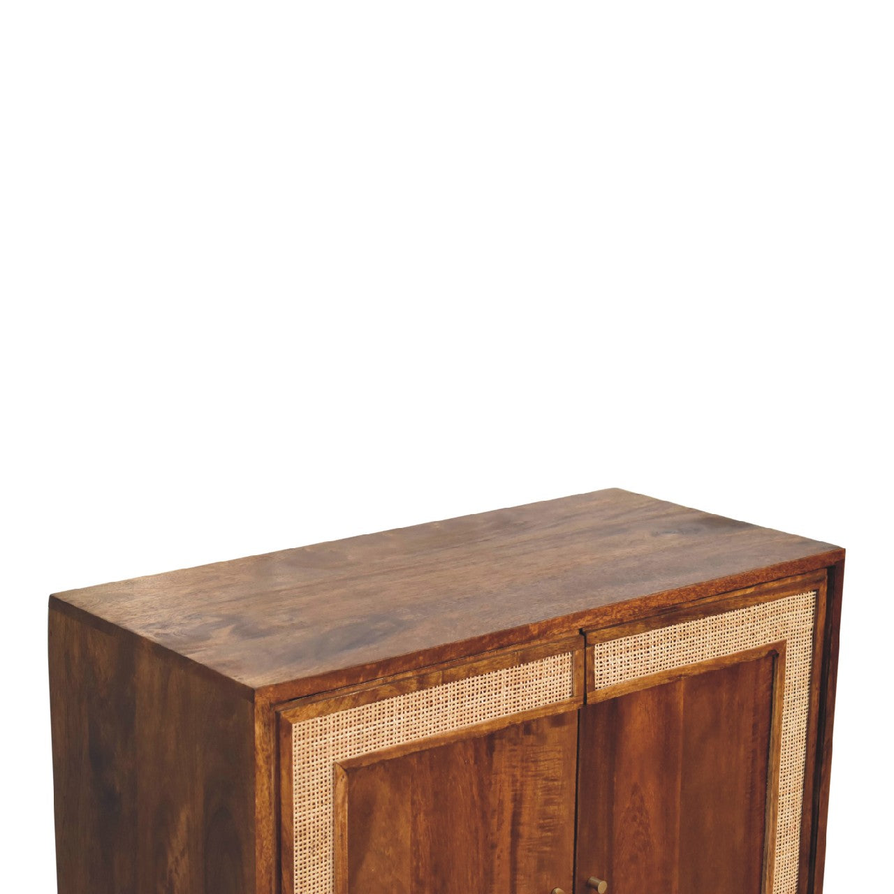 Carved Chestnut Cabinet Rattan & Solid Mango Wood Nordic Design - CasaFenix