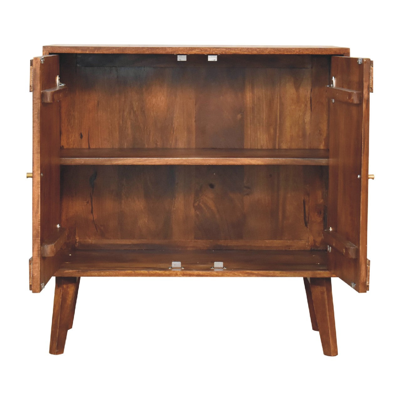 Carved Chestnut Cabinet Rattan & Solid Mango Wood Nordic Design - CasaFenix