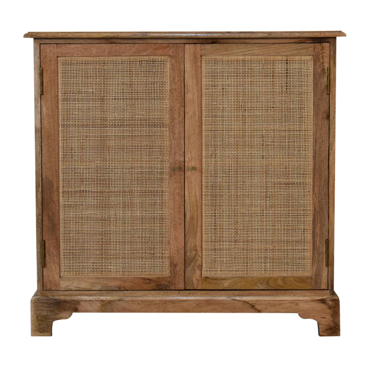 Woven Lounge Cabinet Rattan & Solid Mango Wood 2 Door Cupboard - CasaFenix