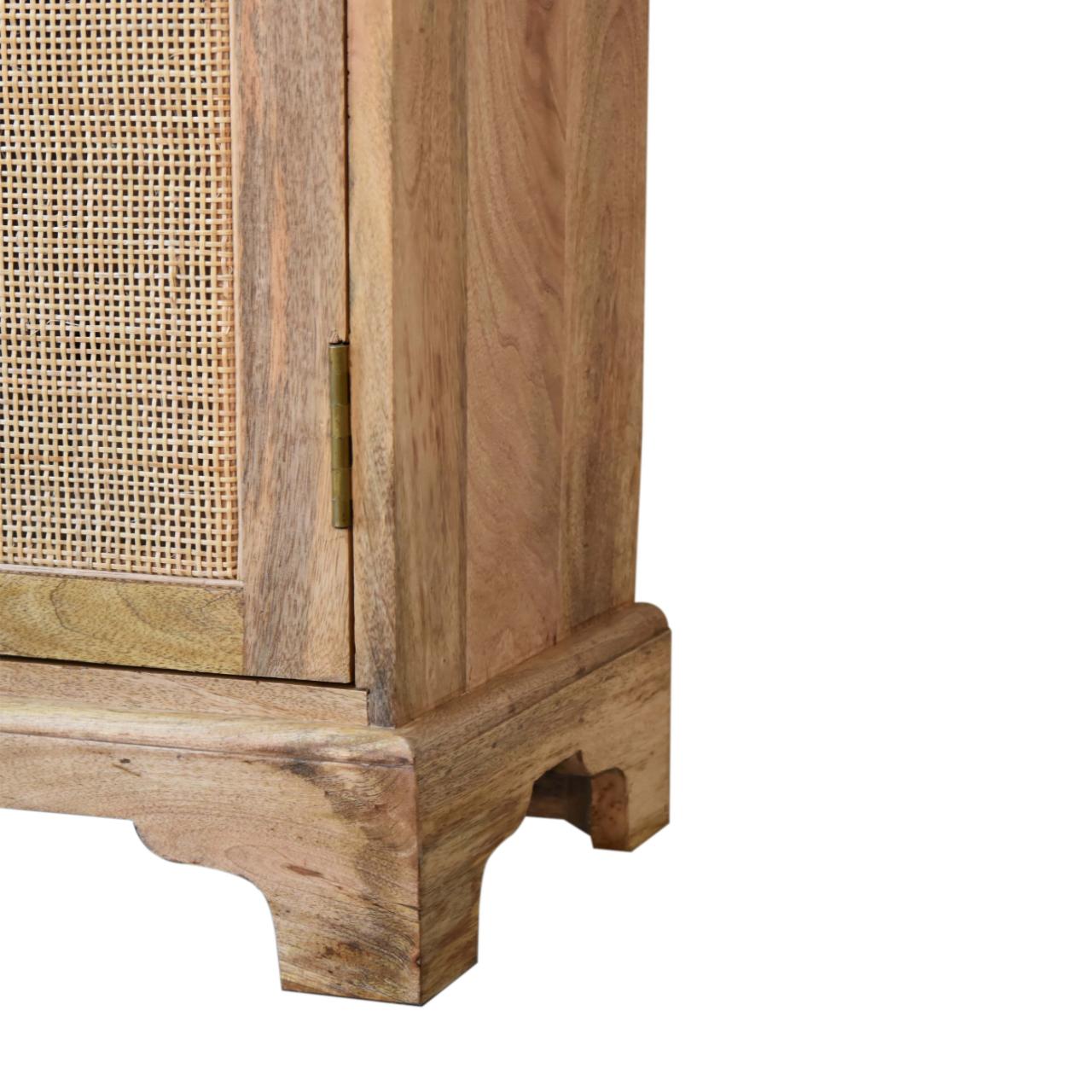 Woven Lounge Cabinet Rattan & Solid Mango Wood 2 Door Cupboard - CasaFenix