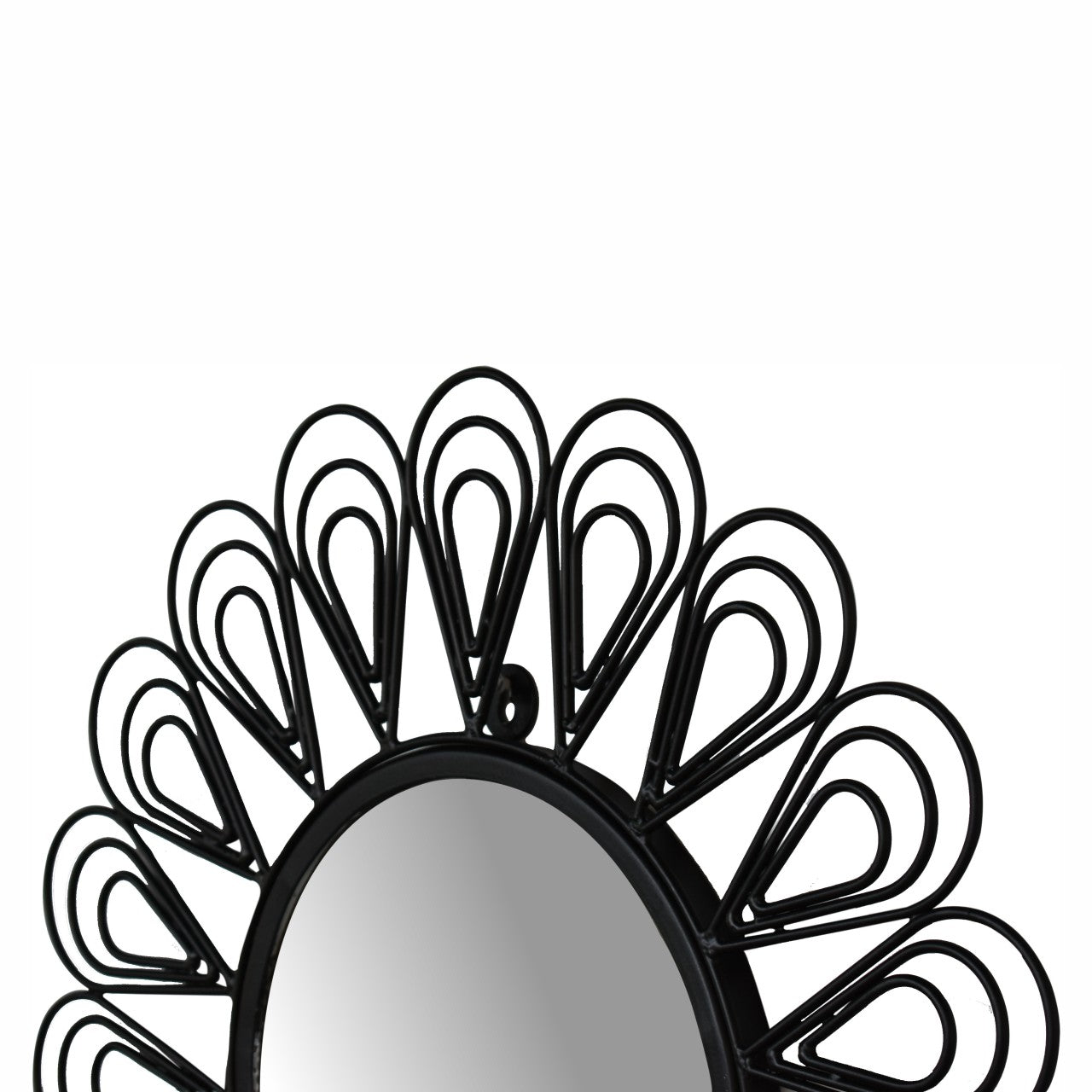 Black Coated Wired Flower Wall Mirror - CasaFenix