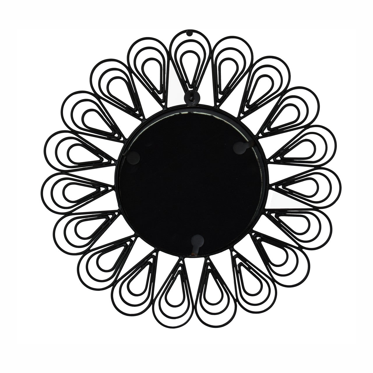 Black Coated Wired Flower Wall Mirror - CasaFenix