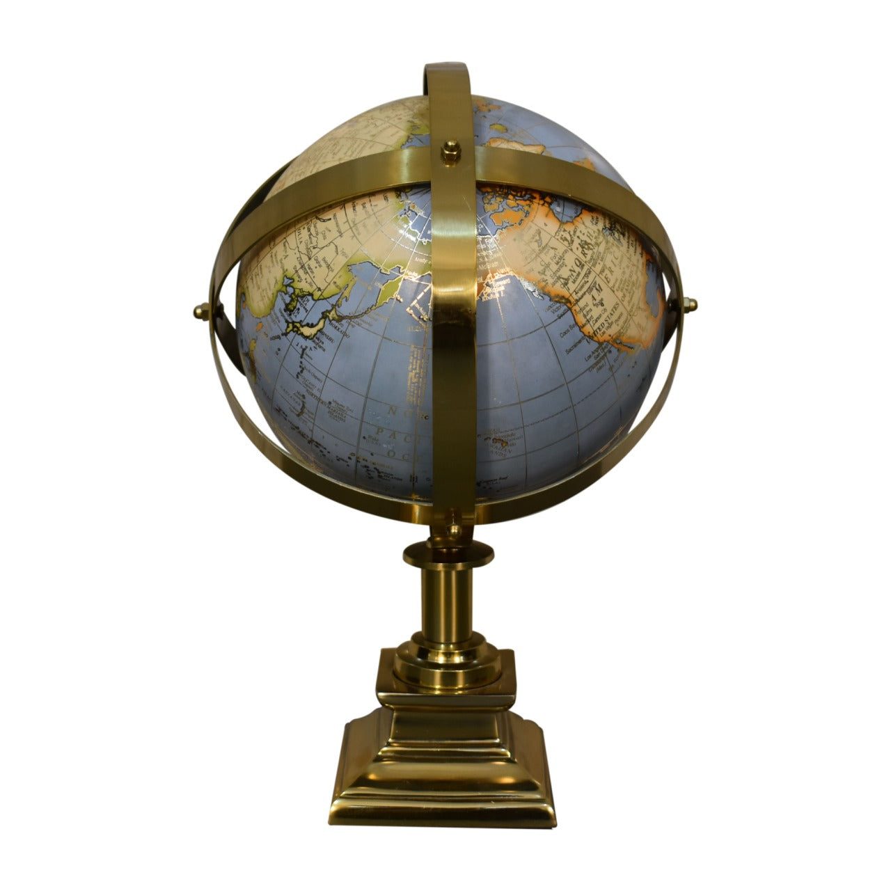 Grey Globe with Brass Frame - CasaFenix