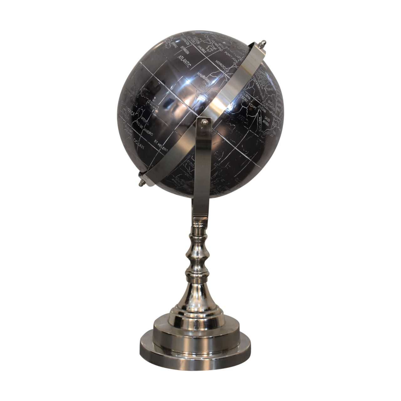 Black Globe with Chrome Frame - CasaFenix