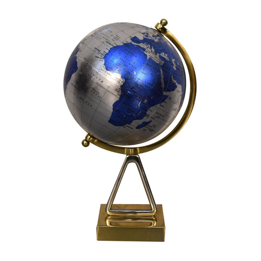 Blue Globe with Mixed Chrome & Brass Frame - CasaFenix