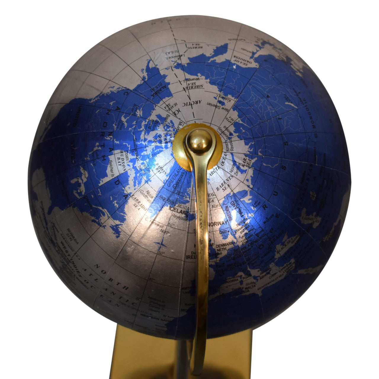 Blue Globe with Mixed Chrome & Brass Frame - CasaFenix