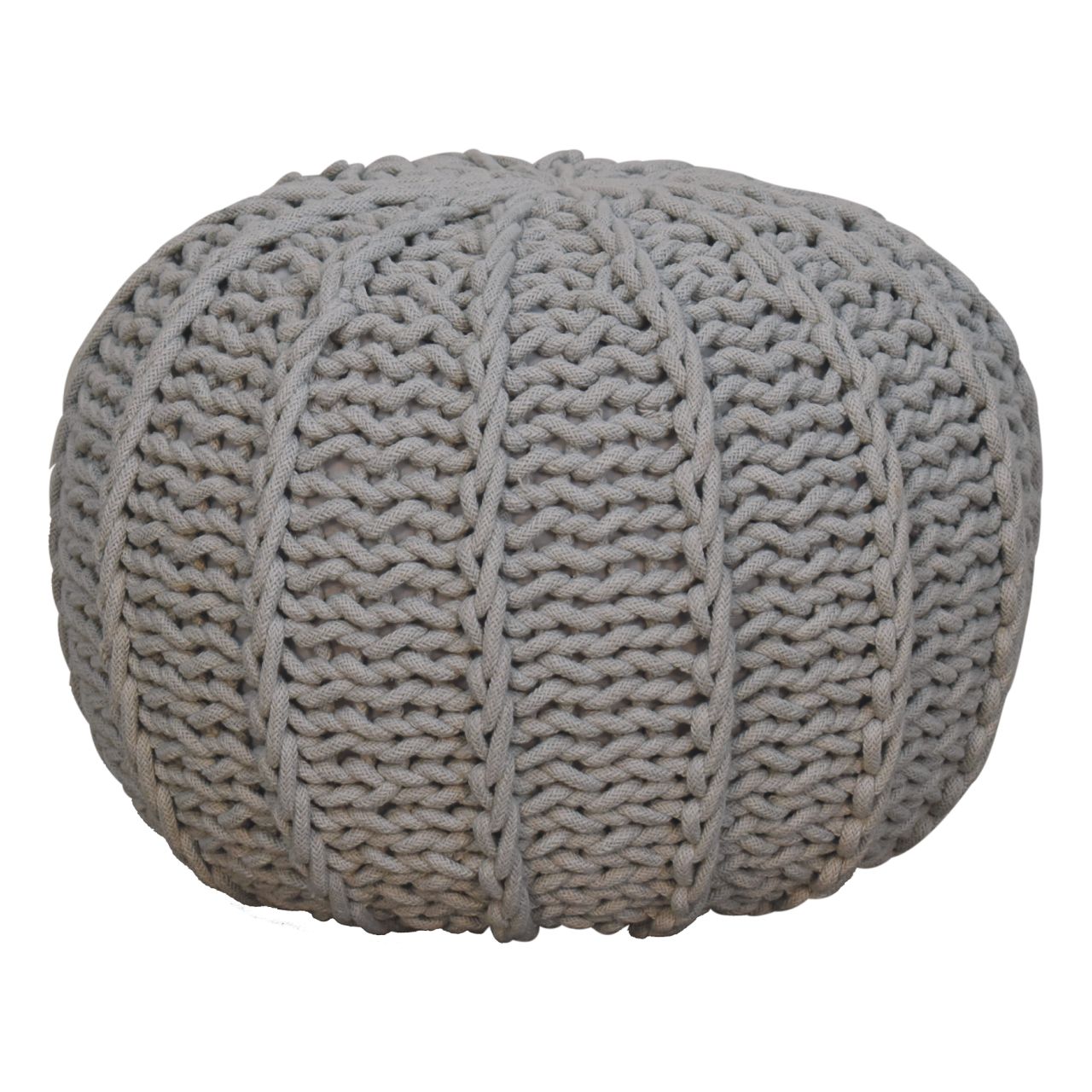 Grey Cable Pouffe - CasaFenix