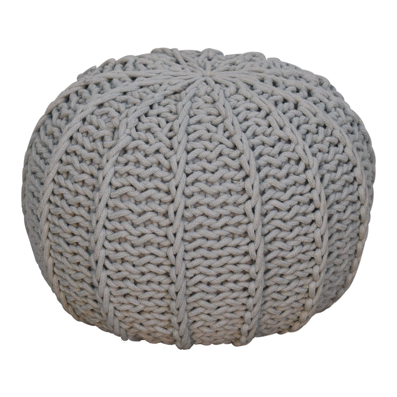 Grey Cable Pouffe - CasaFenix