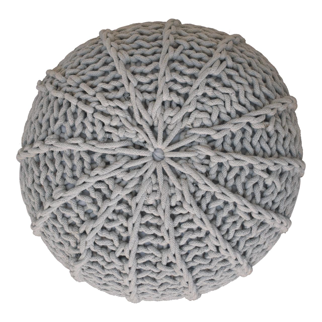 Grey Cable Pouffe - CasaFenix