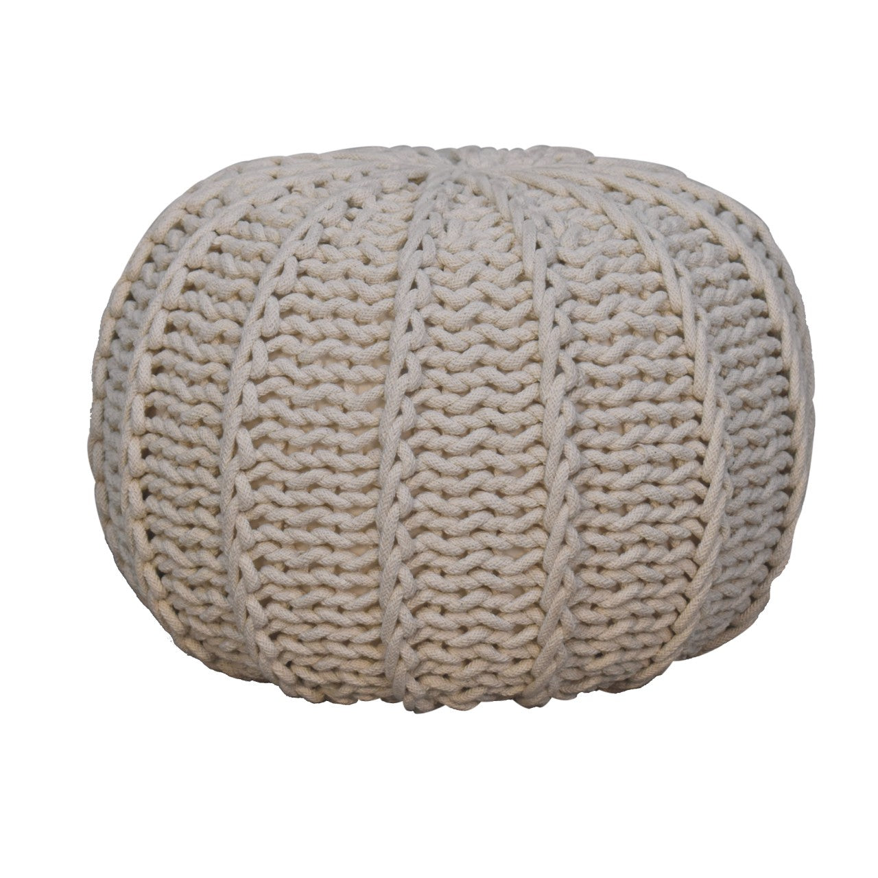 Cream Cable Pouffe - CasaFenix