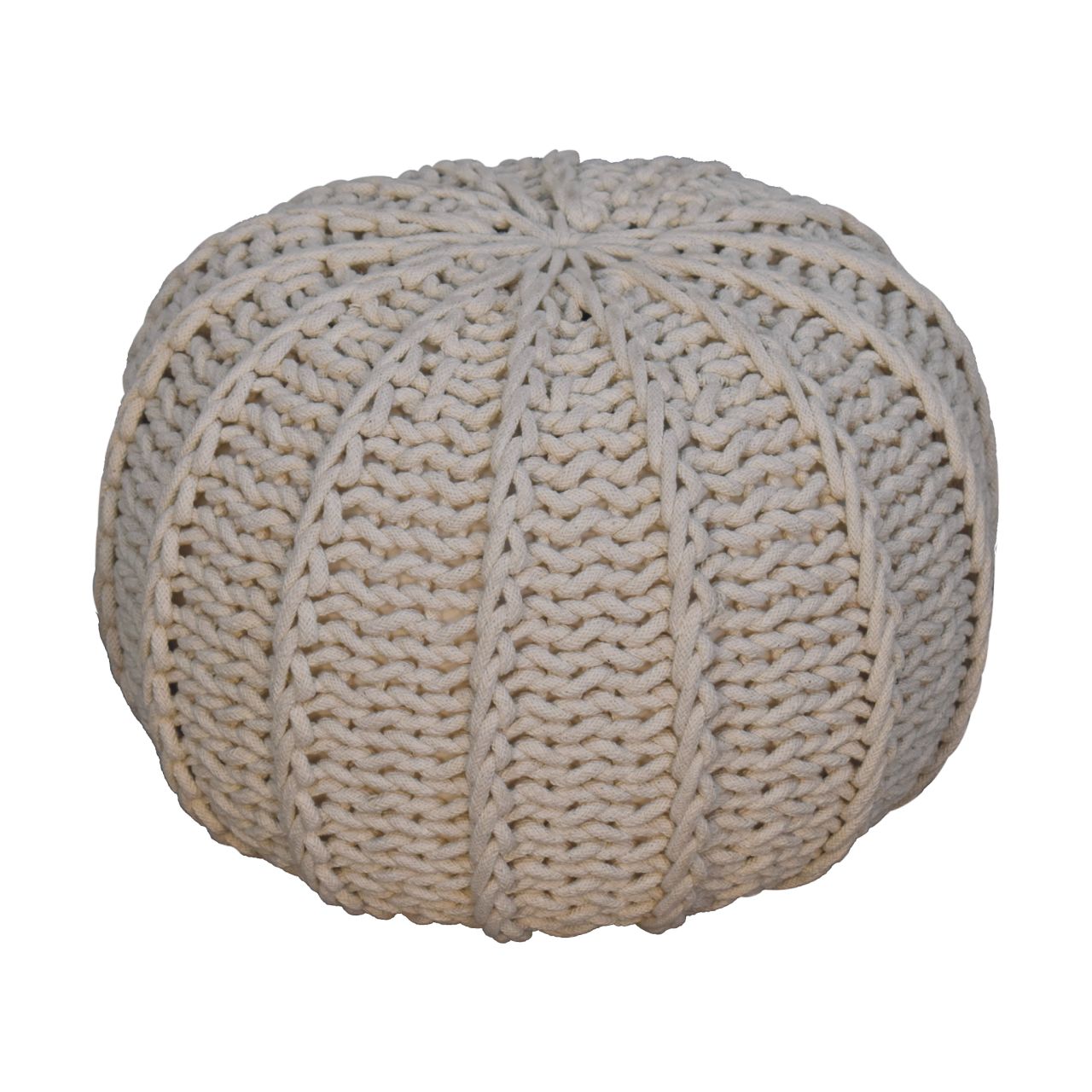 Cream Cable Pouffe - CasaFenix