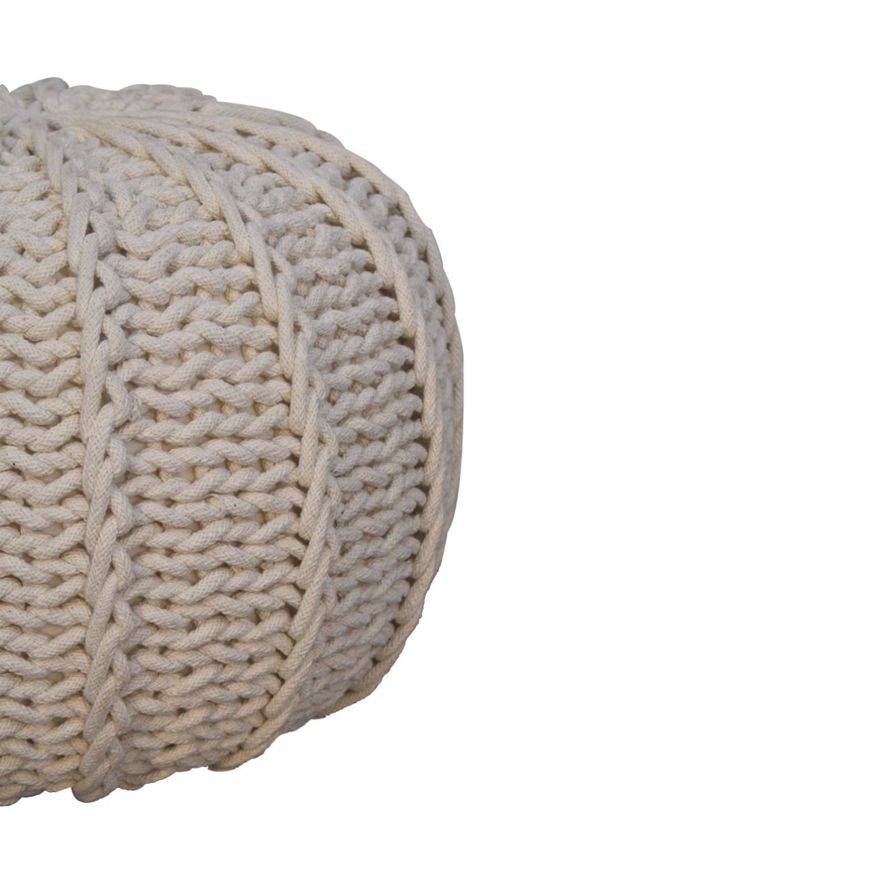 Cream Cable Pouffe - CasaFenix