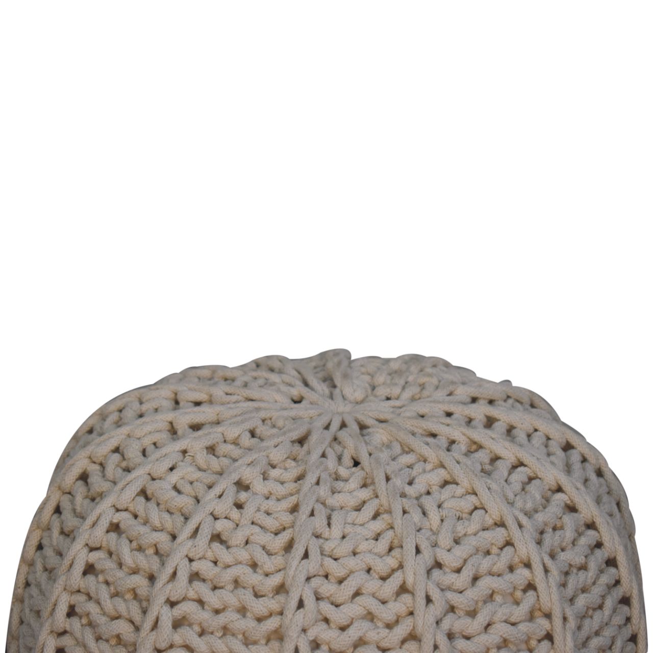 Cream Cable Pouffe - CasaFenix