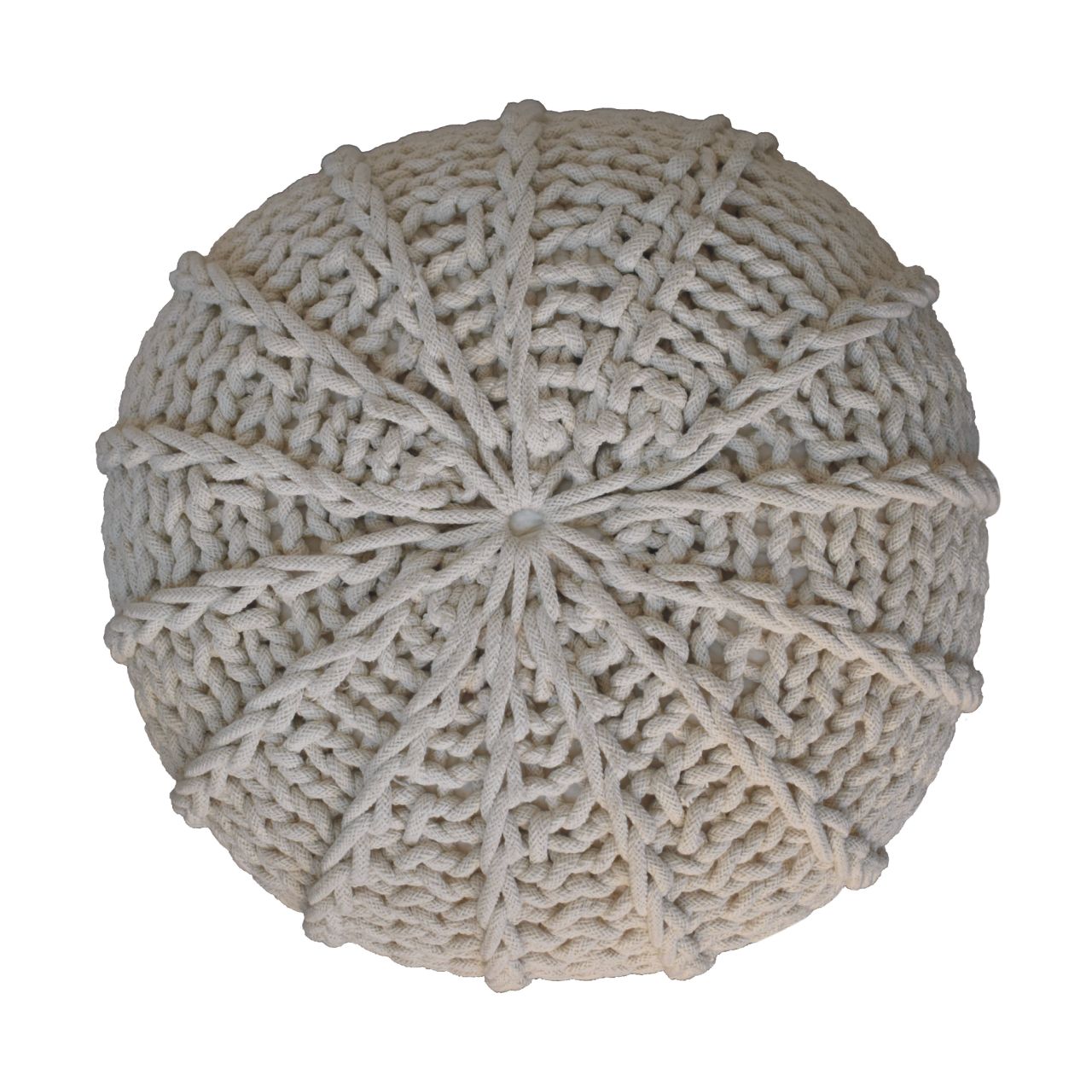 Cream Cable Pouffe - CasaFenix