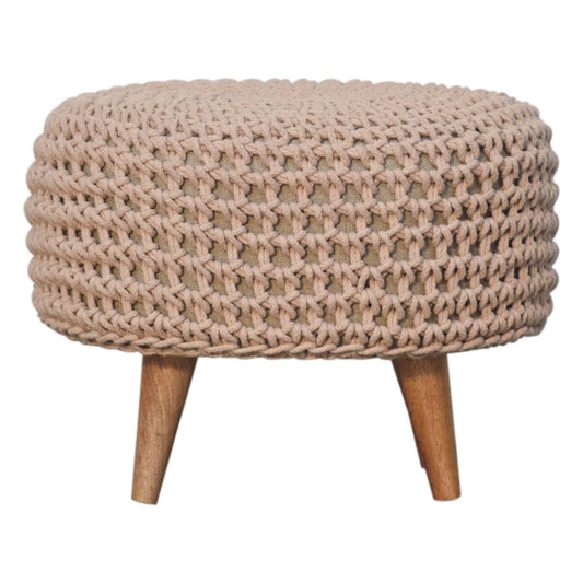 Keeva Beige Oblong Footstool - CasaFenix