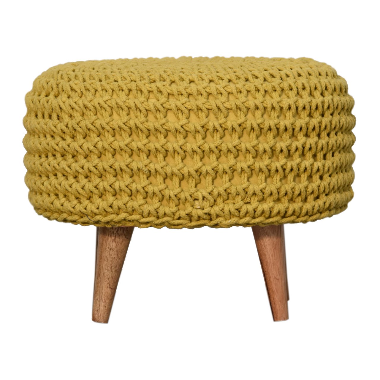 Keeva Mustard Oblong Footstool - CasaFenix