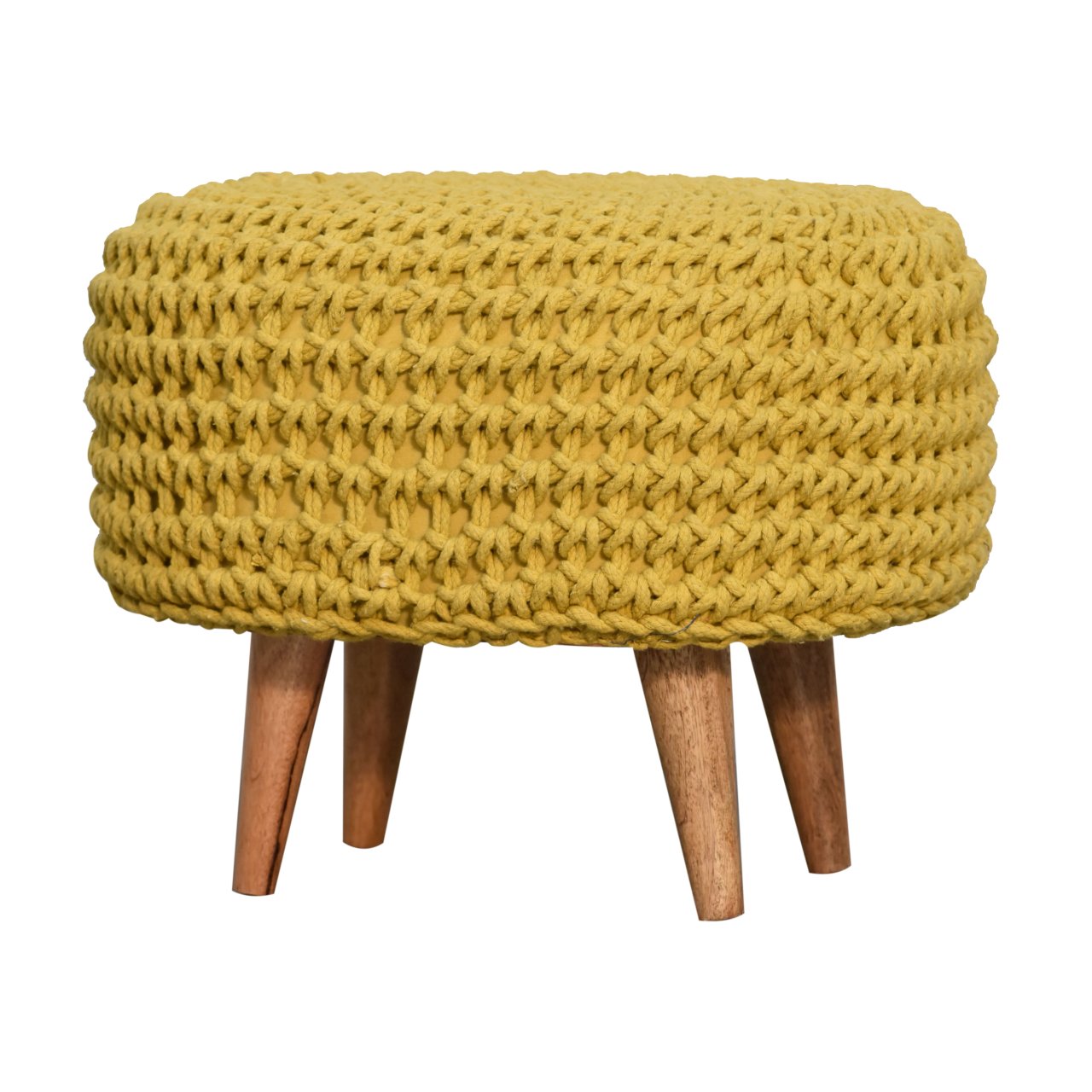 Keeva Mustard Oblong Footstool - CasaFenix