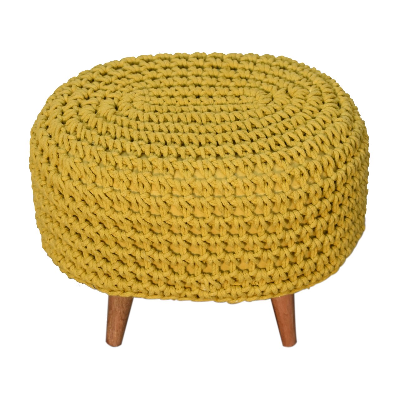 Keeva Mustard Oblong Footstool - CasaFenix