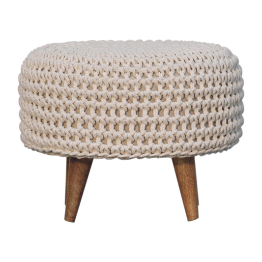 Keeva White Oblong Footstool - CasaFenix