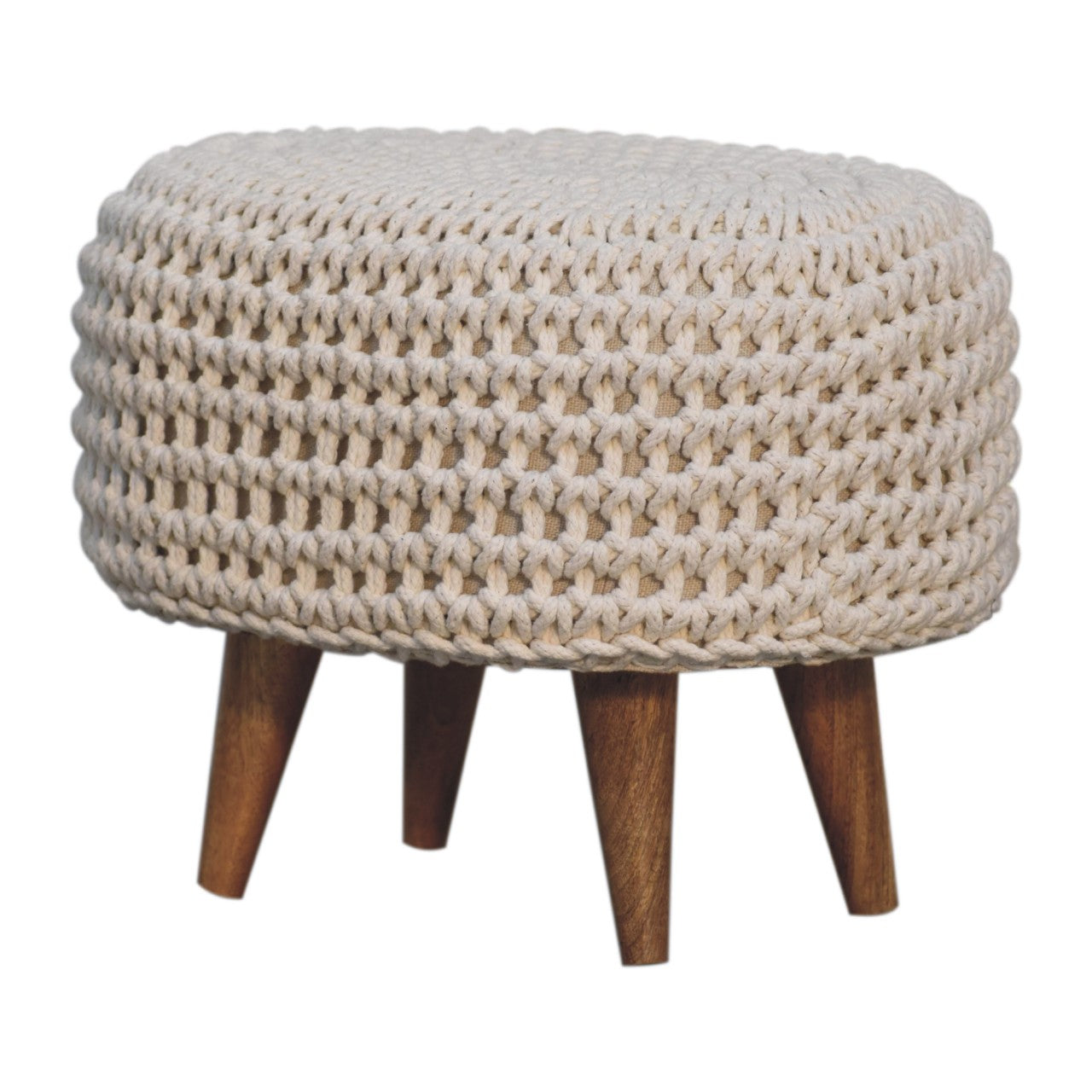 Keeva White Oblong Footstool - CasaFenix