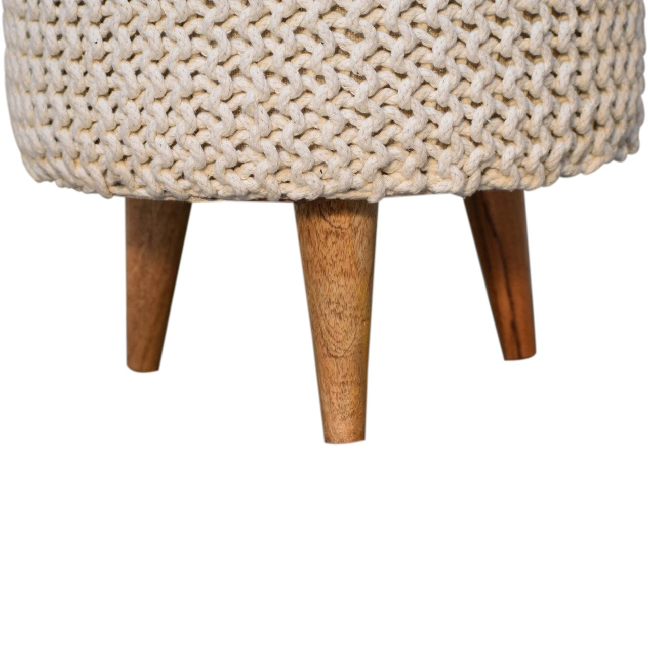 Keeva White Round Footstool - CasaFenix