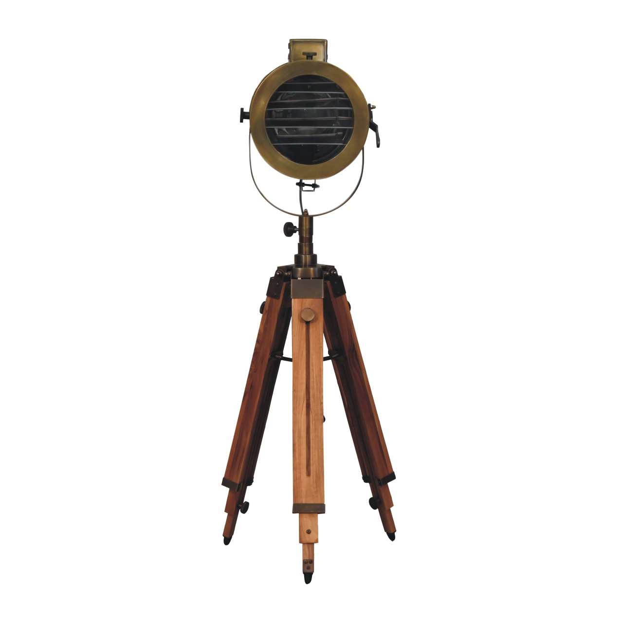 Brass Antique Tripod Fold Spotlight Floor Lamp - CasaFenix