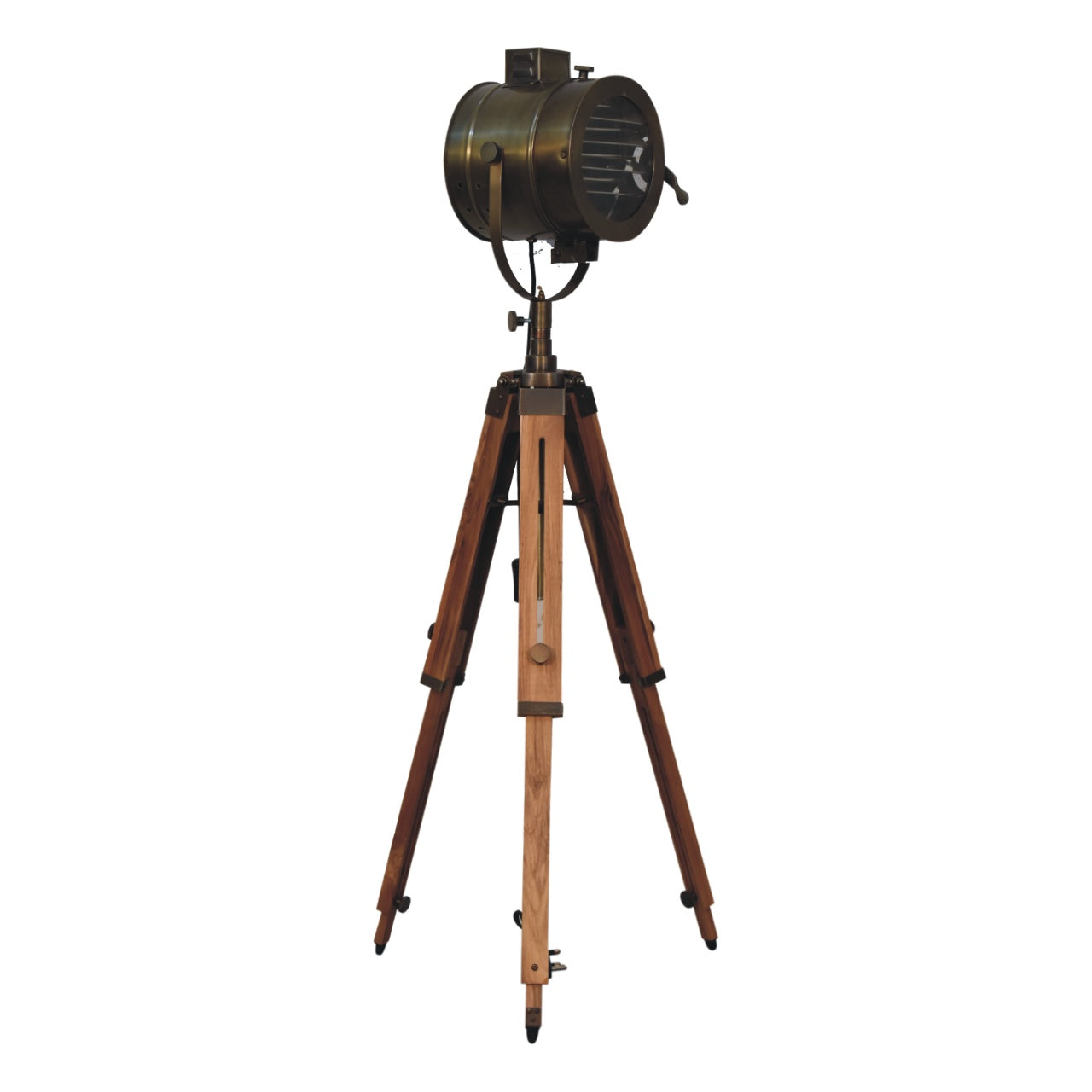 Brass Antique Tripod Fold Spotlight Floor Lamp - CasaFenix