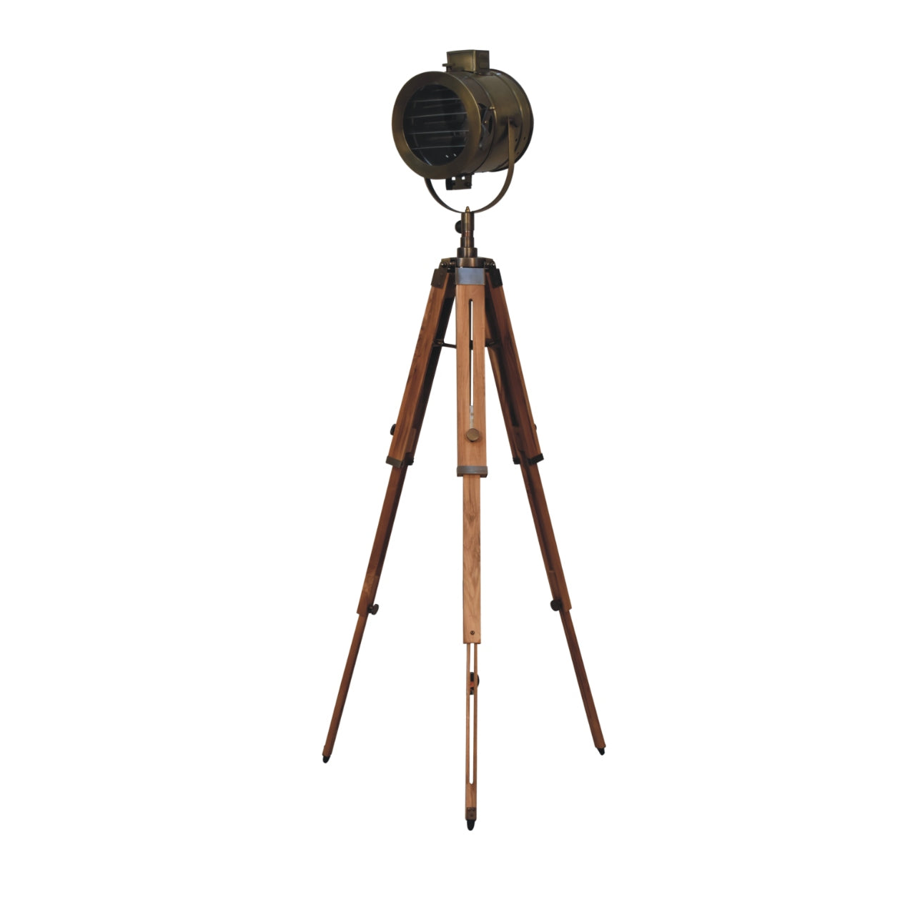 Brass Antique Tripod Fold Spotlight Floor Lamp - CasaFenix