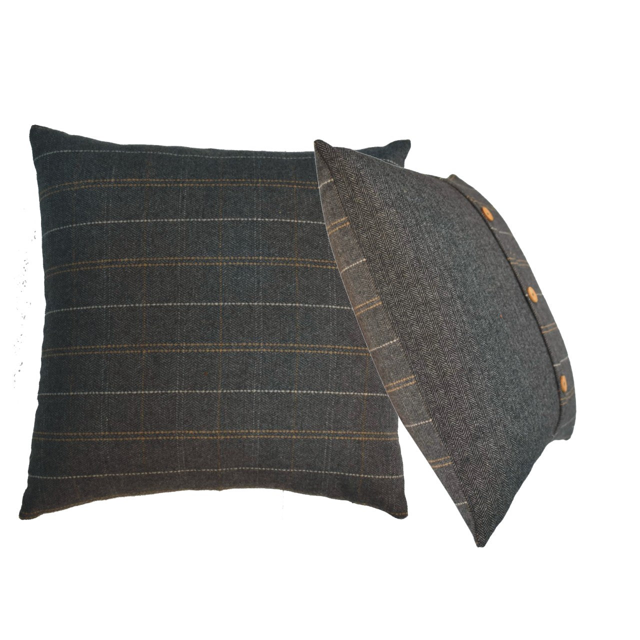 Quinn Cushion Set of 2- Pewter & Black Tweed - CasaFenix