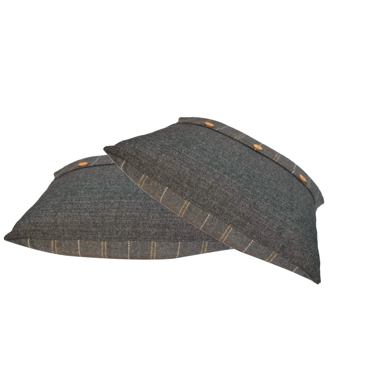 Quinn Cushion Set of 2- Pewter & Black Tweed - CasaFenix