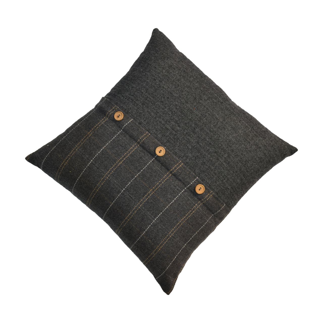 Quinn Cushion Set of 2- Pewter & Black Tweed - CasaFenix