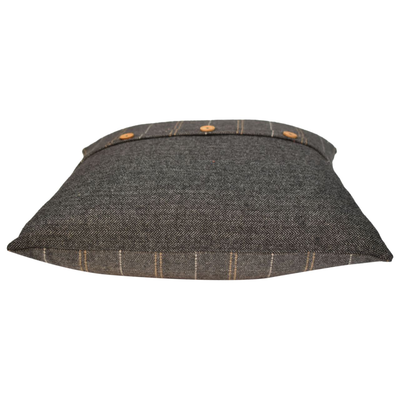 Quinn Cushion Set of 2- Pewter & Black Tweed - CasaFenix