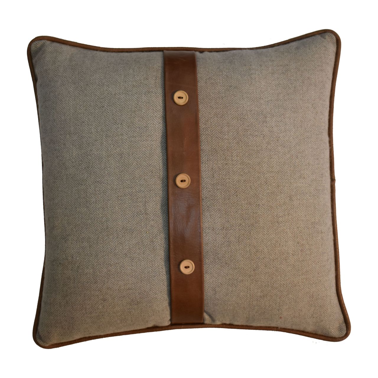 Quinn Cushion Set of 2 - Leather & Sand Tweed - CasaFenix