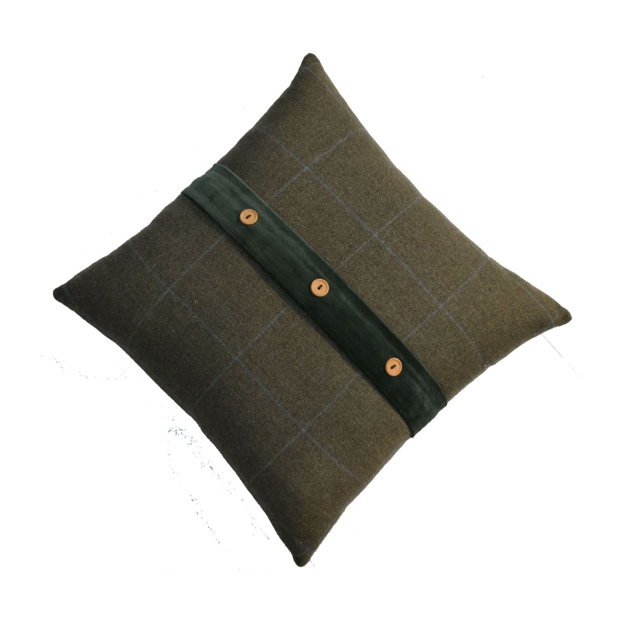 Quinn Cushion Set of 2 - Green Olive Tartan & Green Velvet - CasaFenix