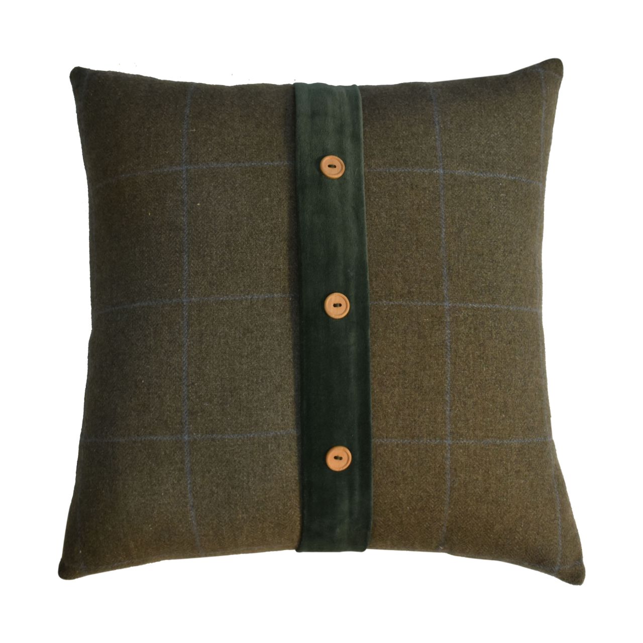 Quinn Cushion Set of 2 - Green Olive Tartan & Green Velvet - CasaFenix