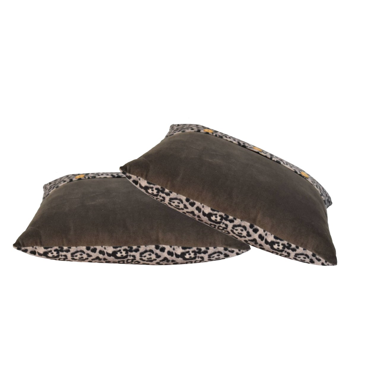 Quinn Cushion Set of 2 - White Leopard & Grey Velvet - CasaFenix