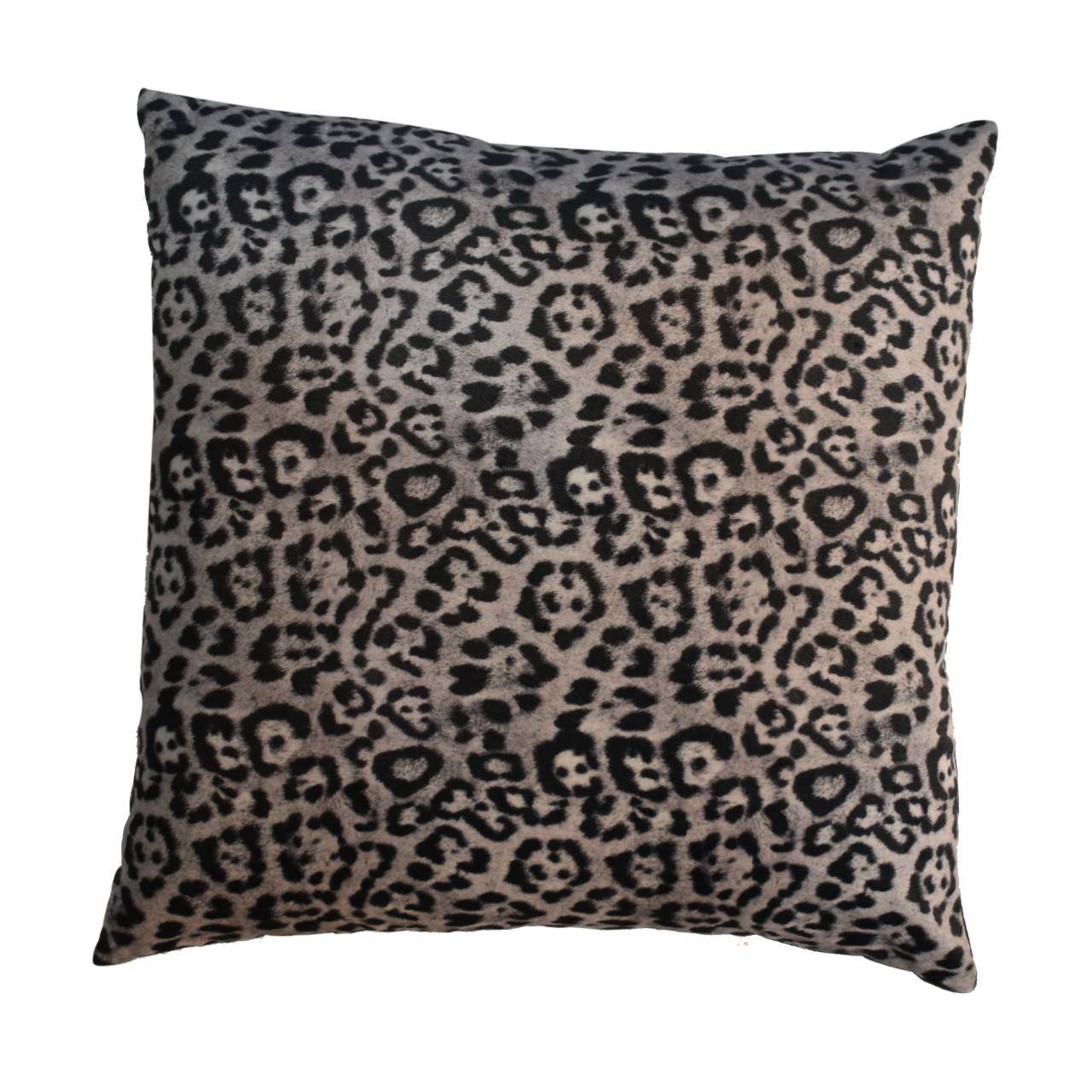 Quinn Cushion Set of 2 - White Leopard & Grey Velvet - CasaFenix