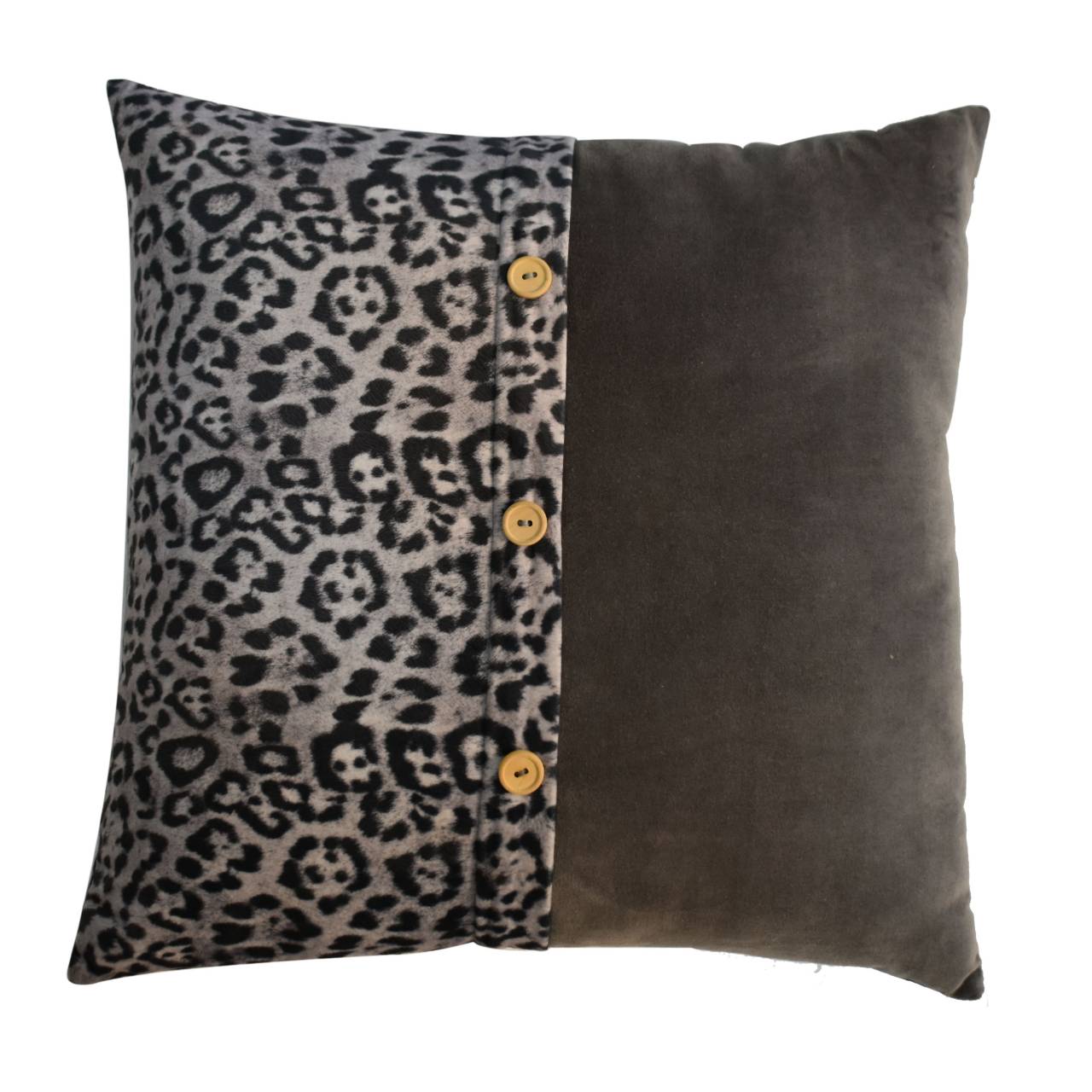 Quinn Cushion Set of 2 - White Leopard & Grey Velvet - CasaFenix