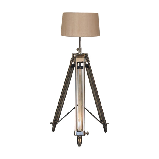 Wooden and Chrome Tripod Floor Lamp - CasaFenix