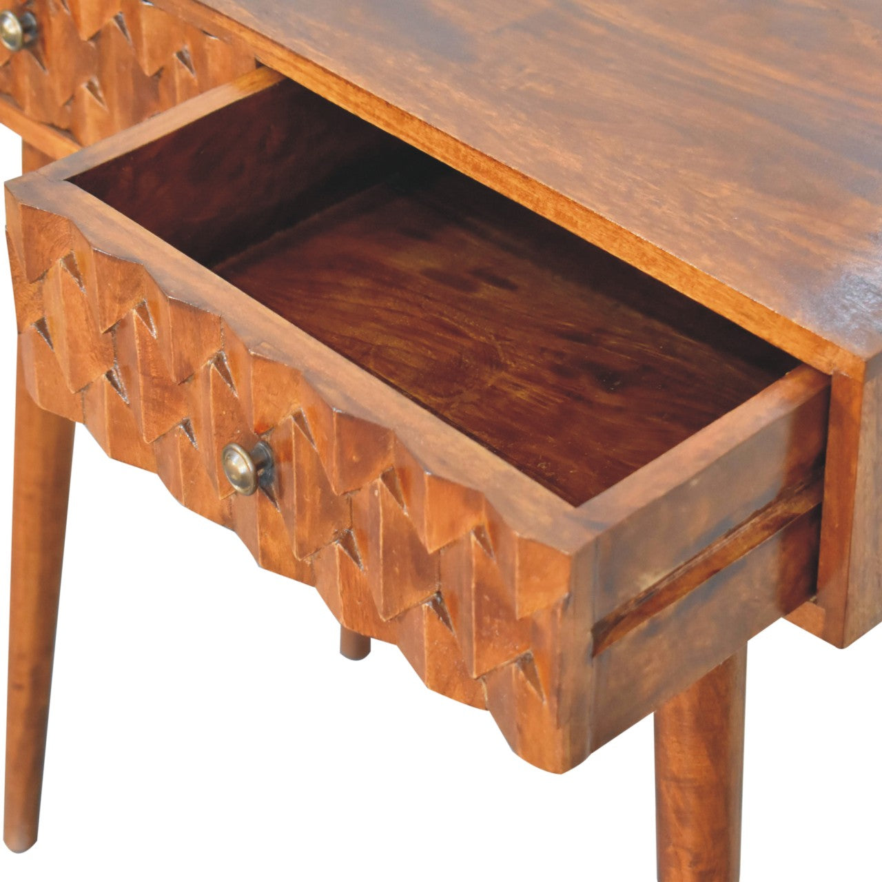 Pineapple Carved Console Table in Chestnut - CasaFenix