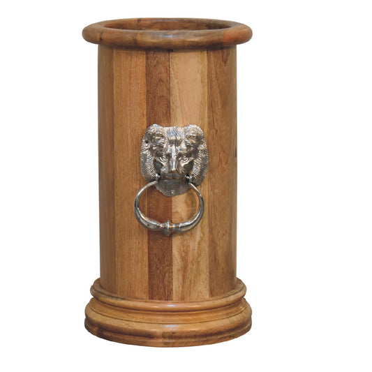 Solid Wood Round Umbrella Stand with Knocker - CasaFenix