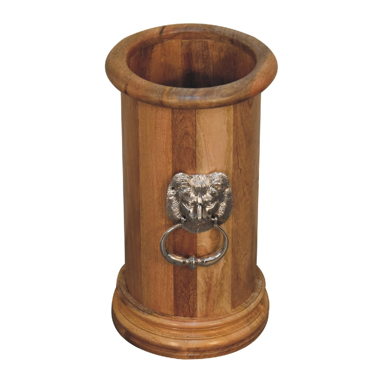 Solid Wood Round Umbrella Stand with Knocker - CasaFenix