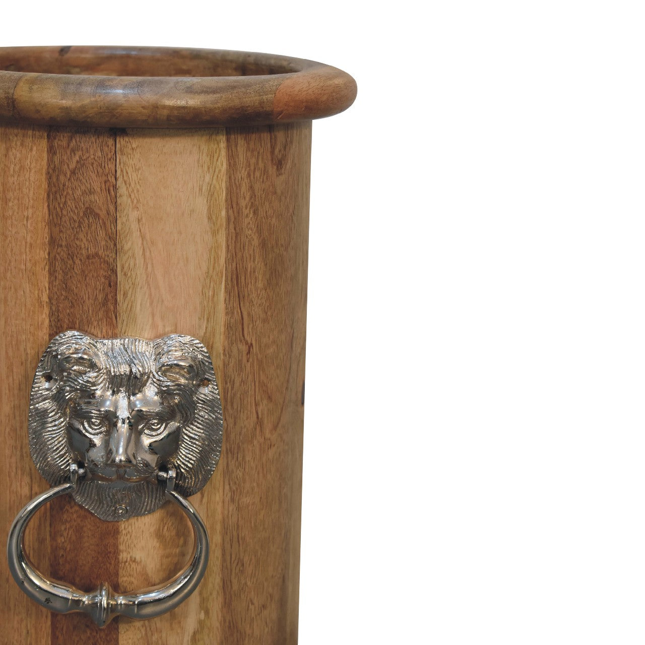 Solid Wood Round Umbrella Stand with Knocker - CasaFenix