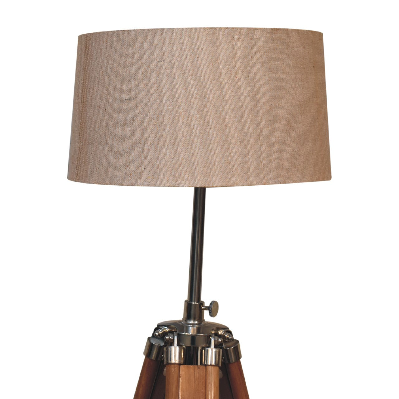 Chrome Plated and Wooden Teak Floor Lamp - CasaFenix