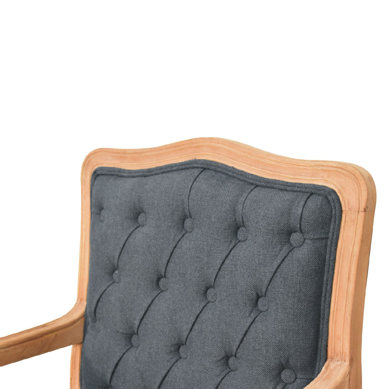 Navy Blue Linen French Style Bedroom Chair - CasaFenix